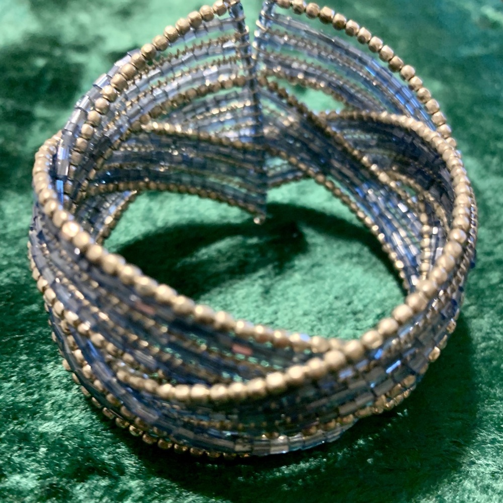 Beaded silver and blue bracelet